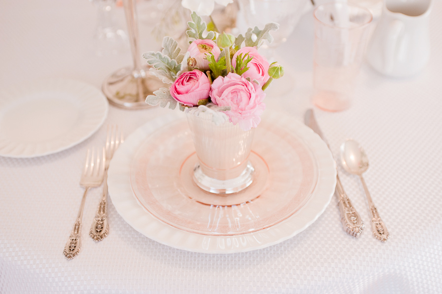 Delicate flowers placed in gorgeous mint julep cups just about any colour 